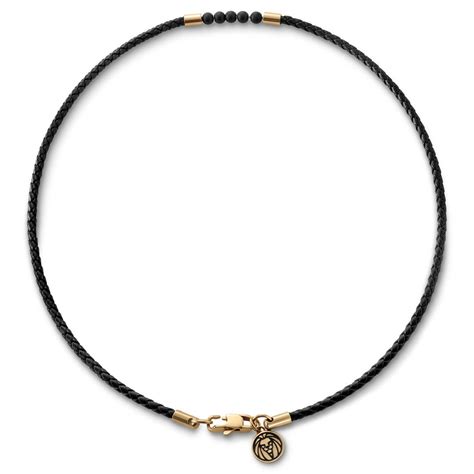 Tenvis | 3 mm Gold-tone Onyx Leather Necklace | In stock! | Lucleon