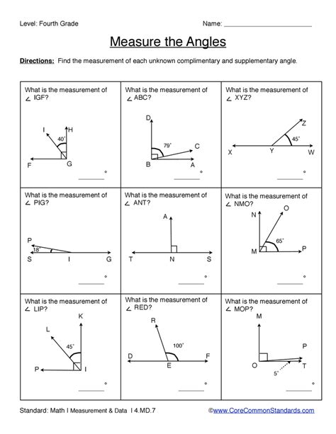 Supplementary And Complementary Angles Worksheets