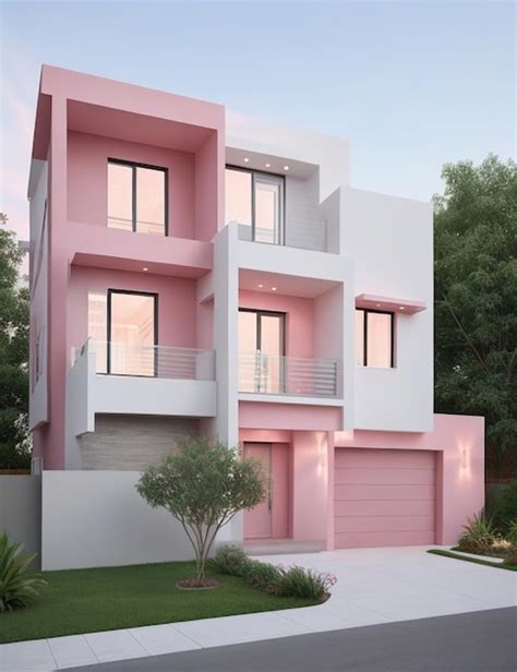 Premium AI Image | Modern pink house architecture design with elegant clean lines and details in ...