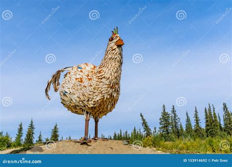 Large Wooden Chicken Statue on a Small Hill Editorial Photography ...