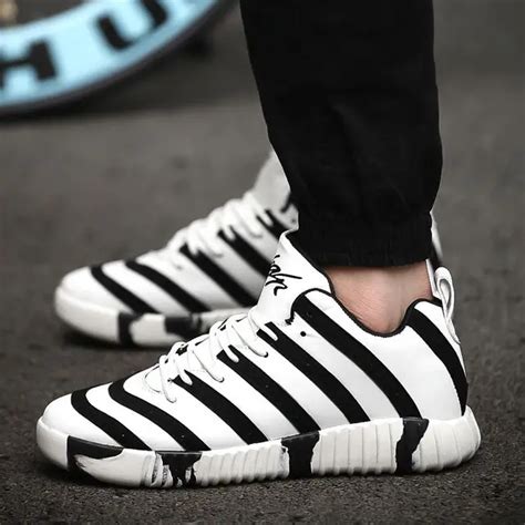 New Black And White Striped Shoes Casual Increased 6cm Shoe Students-in ...