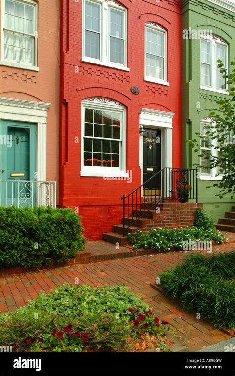 USA Washington DC Georgetown Row houses Stock Photo, Royalty Free Image ...