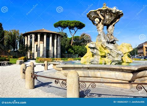 Fountain of the Tritons and Ancient Ruins, Rome, Italy Editorial Photo ...