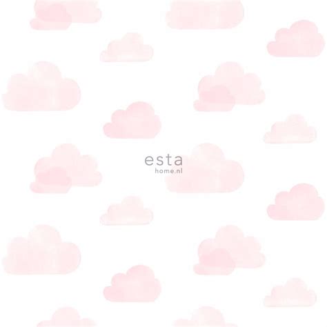 White wallpaper with baby pink clouds - All wallpapers - Walls - Shop on-line - Caramella