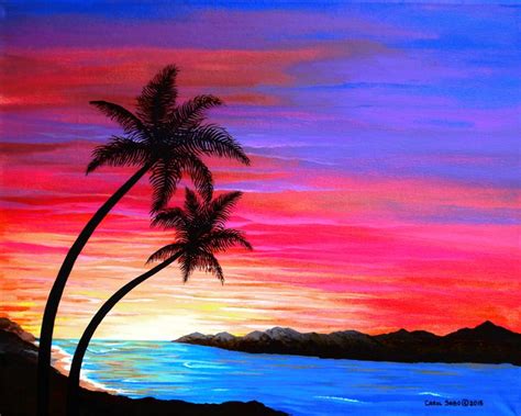 Tropical Sunset - Southwest & Florals by Carol - Paintings & Prints, Landscapes & Nature ...