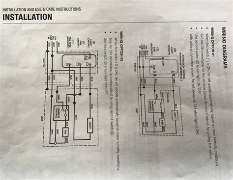 Wiring for Broan-Nutone roomside bath exhaust fan with humidistat ...