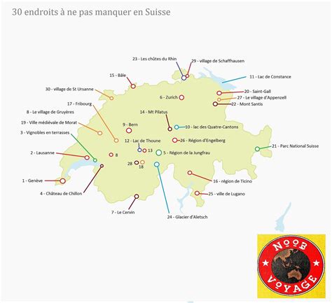 Carte de la Suisse détaillée touristique: les endroits à voir absolument | Carte suisse ...