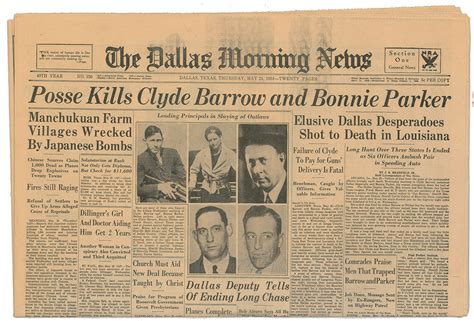 Bonnie and Clyde Death Newspaper | RR Auction