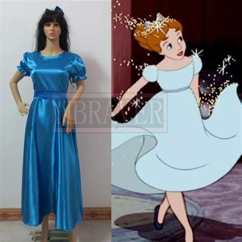 Peter Pan Wendy Cosplay Blue Dress Halloween Costumes for Women Carnaval Disfraces Girls Fancy ...