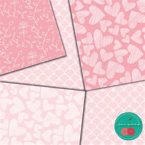 Valentines Day Digital Paper pink Doodlesscrapbook - Etsy