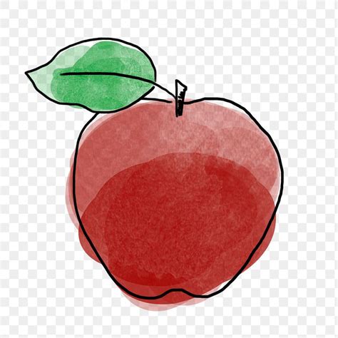 Red apple illustration watercolor style | Premium PNG Sticker - rawpixel