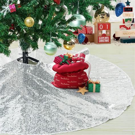 Amazon.com: Juya Delight Sequin Tree Skirt Christmas Tree Skirts Mini 36inch Small Tree Skirt ...