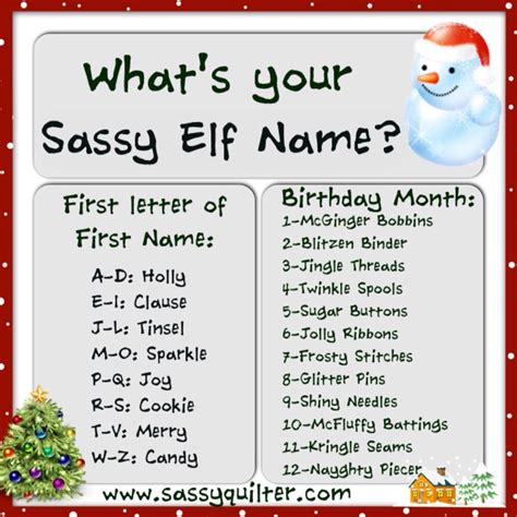 Sassy Elf Name??? - The Sassy Quilter