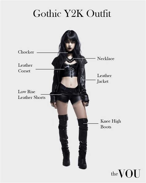 The Goth Y2K fashion style outfits comprise glossy P.V.C. or patent leather pants, black mesh or ...