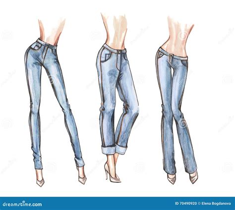 Blue Jeans Watercolor Illustration Stock Illustration - Image: 70490920