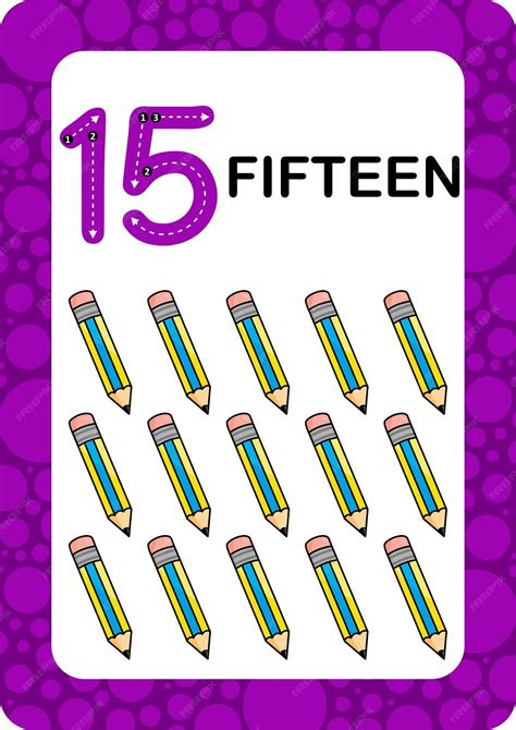 Premium Vector | Numbers Flashcards Number Fifteen Educational math card for children Learn ...