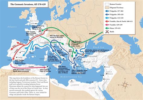 Barbarian Invasions, 378-479 | Roman empire map, Roman empire, Roman history