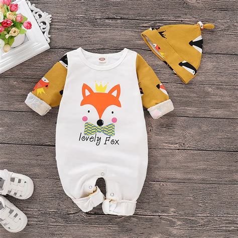 Fox pattern baby girl romper Baby Clothes Spring newborn clothes Long Sleeve baby boy romper ...