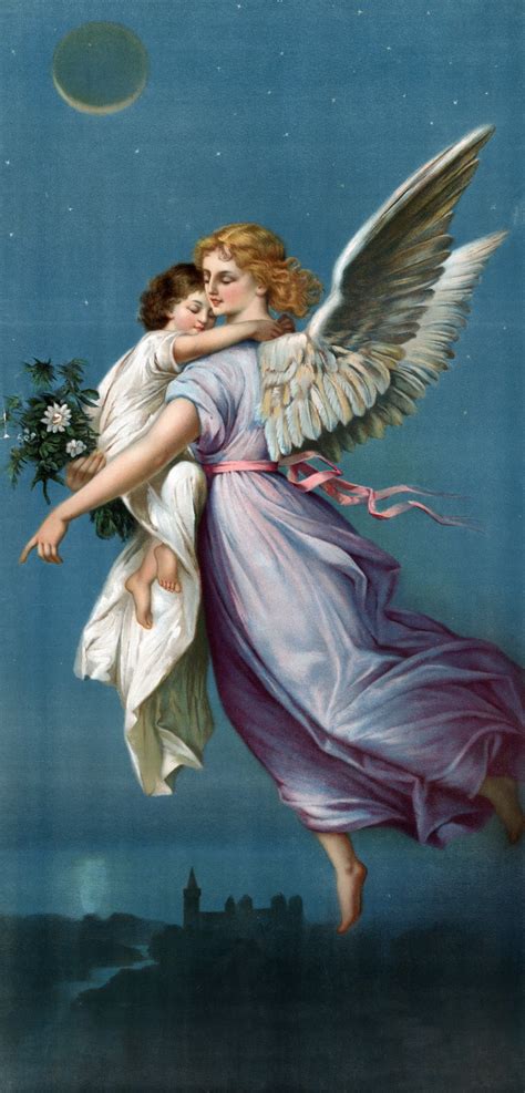 Angel & Child Vintage Poster Free Stock Photo - Public Domain Pictures