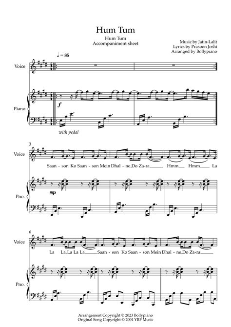 Hum Tum Accompaniment Sheet PDF | Hum Tum | >99% Accurate Piano Notes