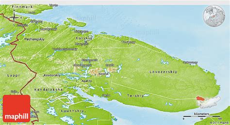 Physical 3D Map of Murmansk Oblast