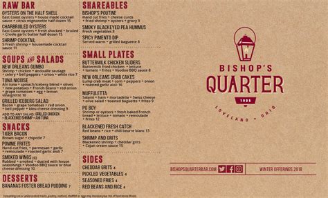 Our Menus - Bishop's Quarter Bar