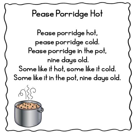 Pocket Chart Poem Pease Porridge Hot Nursery Rhyme | Made By Teachers