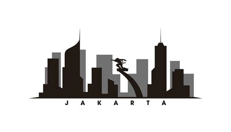 Jakarta skyline and landmarks silhouette vector 19149692 Vector Art at ...