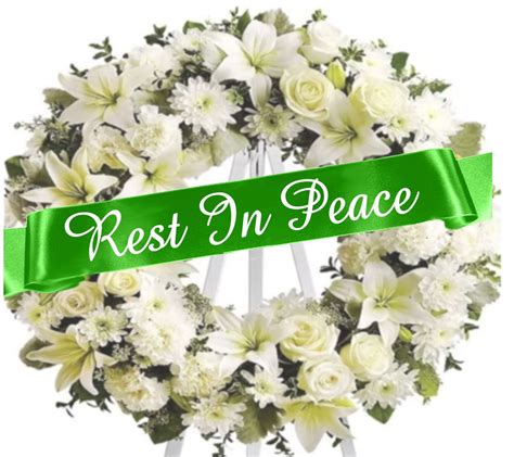 Rest In Peace Funeral Flowers Ribbon Banner - Celebrate Prints