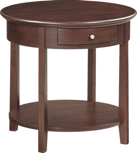 Whittier Wood McKenzie Round End Table with Shelf and Drawer ...