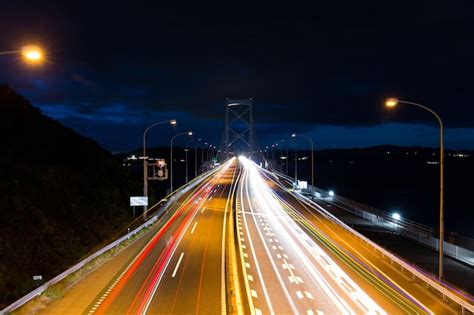 Premium Photo | Highway with traffic at night