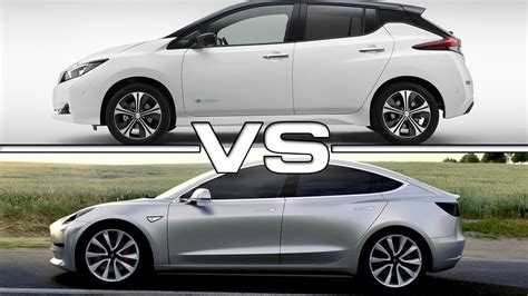 2018 Nissan Leaf vs 2017 Tesla Model 3 - YouTube