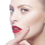 Close-up portrait of beautiful woman. Purity face with bright red lips Stock Photo by ...