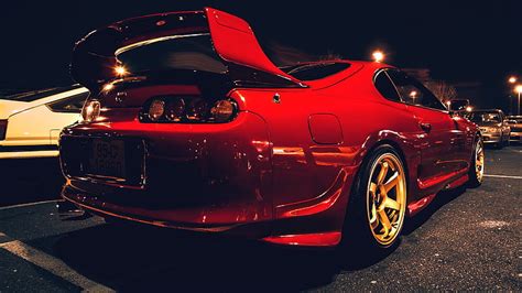 HD wallpaper: red Toyota Supra MK4, Night, Machine, Car, Parking, Drives, Kit | Wallpaper Flare