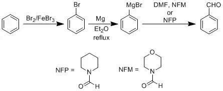 give reaction mechanism for preparation of benzaldehyde from benzene - Brainly.in