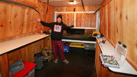 24 Hour Solo Ice Camping in Fishing Shack - YouTube