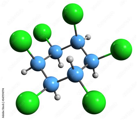 3D image of Hexachlorocyclohexane skeletal formula - molecular chemical ...