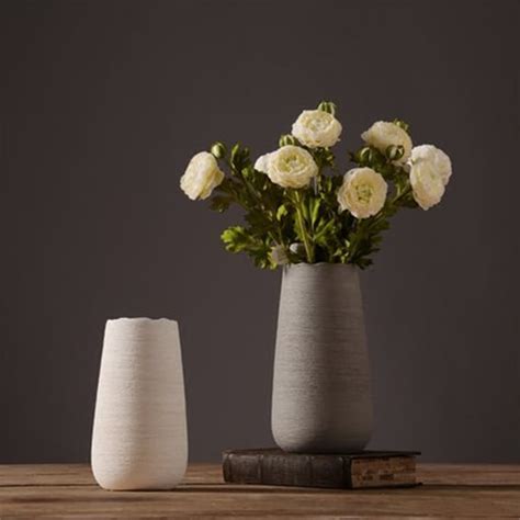 Contemporary Ceramic Vase - Minimalist - White - Gray - ApolloBox