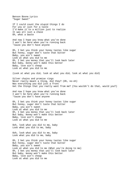 Benson Boone Lyrics | PDF