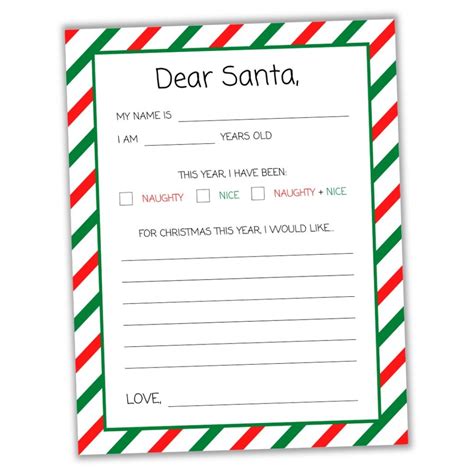 Free Printable "Dear Santa" Letter Template for Kids - The Craft-at-Home Family