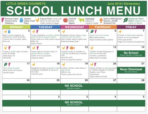 Free School Lunch Menu Template PDF Example | Minasinternational