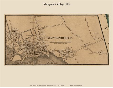 Mattapoisett Village, Massachusetts 1857 Old Town Map Custom Print ...