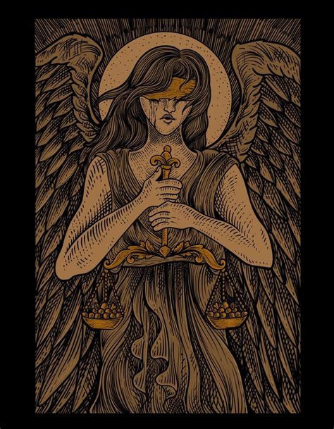 illustration angel justice with engraving style 4246734 Vector Art at ...