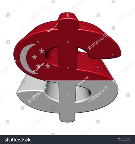 Singapore Dollar Symbol With Flag On White Illustration - 44161318 ...