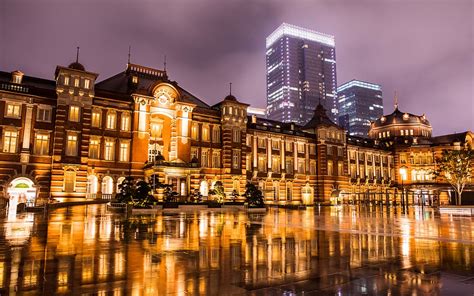 HD wallpaper: tokyo station, japan, chiyoda-ku, night, rainy, autumn ...