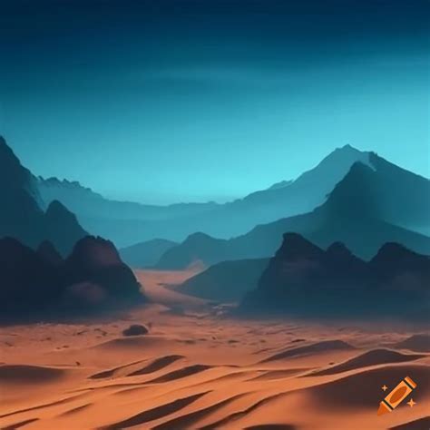 Sandy desert dunes in the arabian desert at sunset on Craiyon