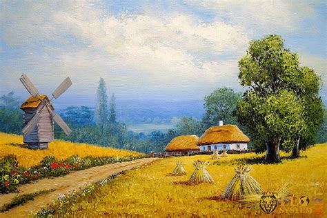 Paintings with Rural Houses in Villages | LeoSystem.art