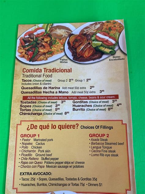 Menu at Azteca Restaurant, Mundelein