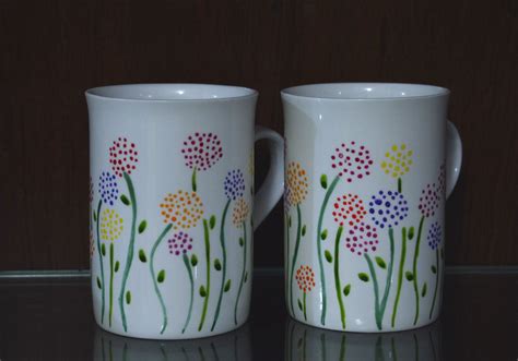 Flower patterned milk mugs #HandPainted #ceramic | Pottery painting ...