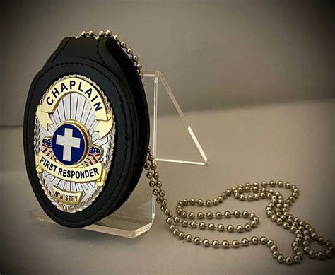 Chaplain First Responder Badge with (Black or Brown) leather belt clip ...